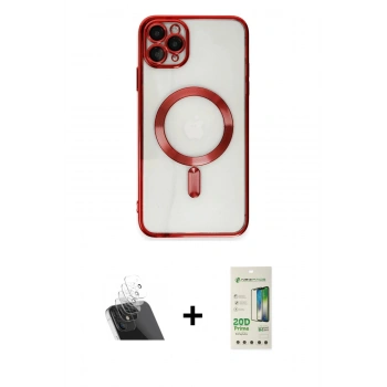 ieg™ iPhone 11 Pro Max Kılıf Nova Işık Özel Seri - Siyah 20D Premium Cam Ekran Koruyucu + Şeffaf Kamera Lens Koruma Cam