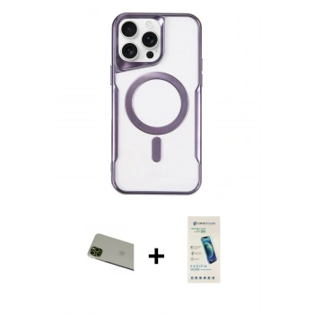 ieg™ iPhone 11 Pro Max Kılıf Yadigar Klasik Özel Seri - Şeffaf Pasifik Cam Ekran Koruyucu + Yeşil Rainbow Kamera Lens Koruma Cam