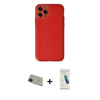 ieg™ iPhone 11 Pro Max Kılıf Yadigar Klasik - Şeffaf Pasifik Cam Ekran Koruyucu + Yeşil Rainbow Kamera Lens Koruma Cam