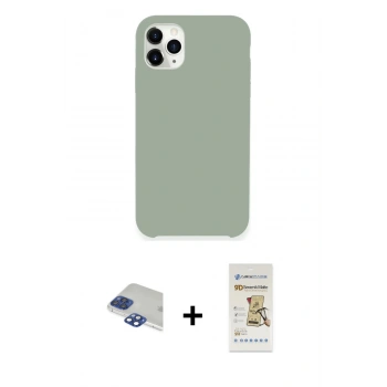 ieg™ iPhone 11 Pro Max Kılıf Zirve Modern Özel Seri - Siyah Mat Seramik Nano Ekran Koruyucu + Lacivert Pers Alüminyum Kamera Lens