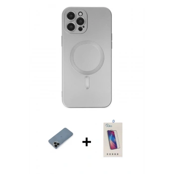 ieg™ iPhone 12 Pro Max Kılıf Akış Minimal Özel Seri - Siyah Joko 5D Cam + Siyah Shine Kamera Lens Koruma Cam