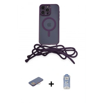 ieg™ iPhone 12 Pro Max Kılıf Eksen Özel Seri - Siyah Joko Magic 5D Cam + Pembe Renkli Kamera Lens Koruma Cam