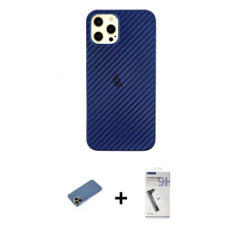 ieg™ iPhone 12 Pro Max Kılıf Nova Çizgi - Şeffaf Uv Polymer Nano Ekran Koruyucu + Gold Shine Kamera Lens Koruma Cam