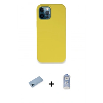 ieg™ iPhone 12 Pro Max Kılıf Zirve Modern Özel Seri - Siyah Joko Magic 5D Cam + Mavi Shine Kamera Lens Koruma Cam