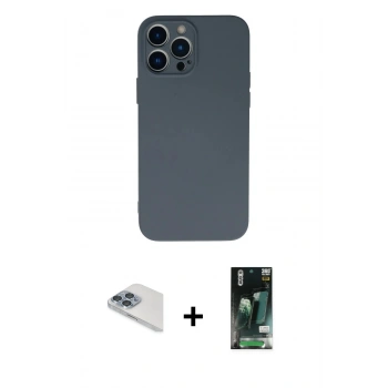 ieg™ iPhone 13 Pro Max Kılıf Ahenk Serisi - Şeffaf 360 Full Body Arka Koruyucu + Sierra Blue Pers Alüminyum Kamera Lens