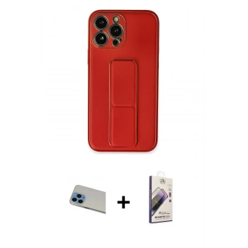 ieg™ iPhone 13 Pro Max Kılıf Akış Doku - Siyah Bilvis 3D Mat Cam Ekran Koruyucu + Mavi Rainbow Kamera Lens Koruma Cam