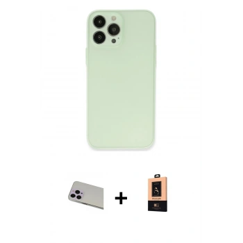 ieg™ iPhone 13 Pro Max Kılıf Atlas Minimal Prime - Şeffaf Maxco Cam Ekran Koruyucu + Mor Rainbow Kamera Lens Koruma Cam