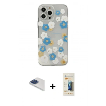 ieg™ iPhone 13 Pro Max Kılıf Eksen Asil Prime - Siyah 6D Mat Seramik Hayalet Nano Ekran Koruyucu + Lacivert Pers Alüminyum Kamera Lens