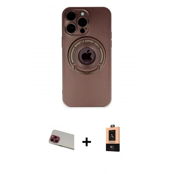 ieg™ iPhone 13 Pro Max Kılıf Eksen Klasik Prime - Şeffaf Maxco Cam Ekran Koruyucu + Kırmızı Rainbow Kamera Lens Koruma Cam