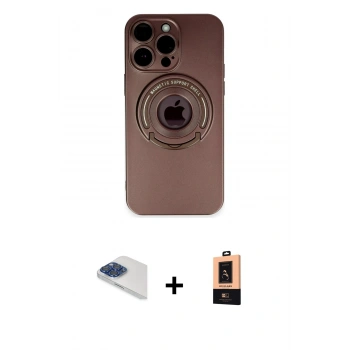 ieg™ iPhone 13 Pro Max Kılıf Eksen Klasik Prime - Şeffaf Maxco Cam Ekran Koruyucu + Lacivert Pers Alüminyum Kamera Lens