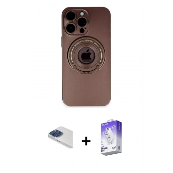 ieg™ iPhone 13 Pro Max Kılıf Eksen Klasik Prime - Siyah Bilvis 5in1 3D Magic Cam Ekran Koruyucu + Lacivert Pers Alüminyum Kamera Lens