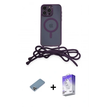 ieg™ iPhone 13 Pro Max Kılıf Eksen Özel Seri - Siyah Bilvis 5in1 3D Magic Cam Ekran Koruyucu + Gökkuşağı Shine Kamera Lens Koruma Cam