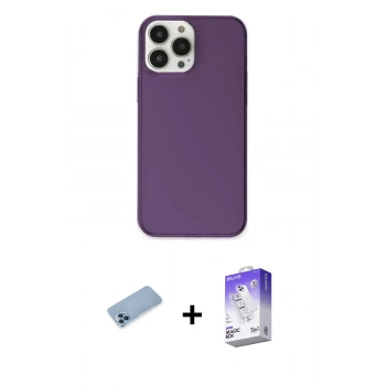 ieg™ iPhone 13 Pro Max Kılıf Kutup Doku Koleksiyonu - Siyah Bilvis 5in1 3D Magic Cam Ekran Koruyucu + Mavi Shine Kamera Lens Koruma Cam