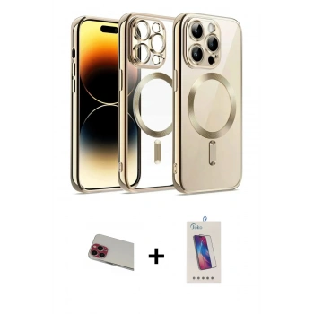 ieg™ iPhone 13 Pro Max Kılıf Nova Işık Özel Seri - Siyah Joko 5D Cam + Kırmızı Rainbow Kamera Lens Koruma Cam
