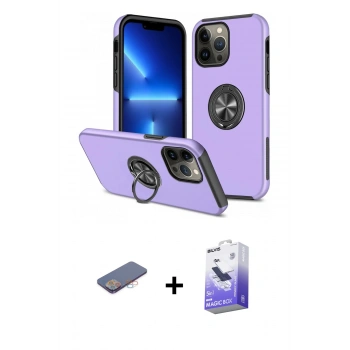 ieg™ iPhone 13 Pro Max Kılıf Odak Form Prime - Siyah Bilvis 5in1 5D Magic Hayalet Cam Ekran Koruyucu + Pembe Renkli Kamera Lens Koruma Cam