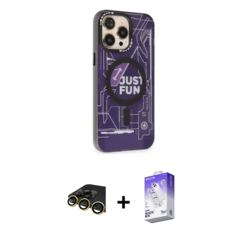 ieg™ iPhone 13 Pro Max Kılıf Siluet Modern Koleksiyonu - Siyah Bilvis 5in1 3D Magic Cam Ekran Koruyucu + Gold Raze Metal Kamera Lens