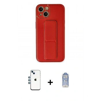 ieg™ iPhone 14 Kılıf Akış Doku - Siyah Joko Magic 5D Cam + Mavi Shine Kamera Lens