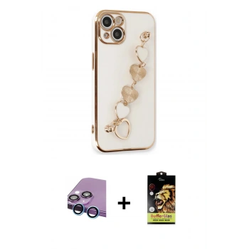 ieg™ iPhone 14 Kılıf Nova Işık Prime - Siyah Buffer Cam Ekran Koruyucu + Mavi Raze Metal Kamera Lens