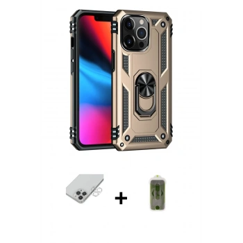 ieg™ iPhone 14 Pro Max Kılıf Ahenk Klasik Koleksiyonu - Siyah Joko Magic 5D Hayalet Cam + Gümüş Band Metal Kamera Lens