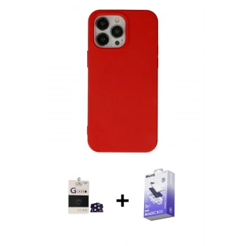 ieg™ iPhone 14 Pro Max Kılıf Ahenk Serisi - Siyah Bilvis 5in1 5D Magic Hayalet Cam Ekran Koruyucu + Derin Mor Bilvis Titan Kamera Lens