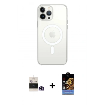 ieg™ iPhone 14 Pro Max Kılıf Ahenk Yansıma Prime - Siyah Buffer Hayalet Cam Ekran Koruyucu + Siyah Bilvis Titan Kamera Lens