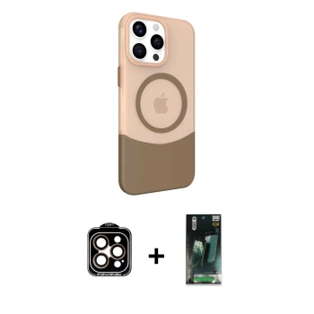 ieg™ iPhone 14 Pro Max Kılıf Çekirdek Asil Özel Seri - Şeffaf 360 Full Body Arka Koruyucu + Turuncu PVD Metal Kamera Lens