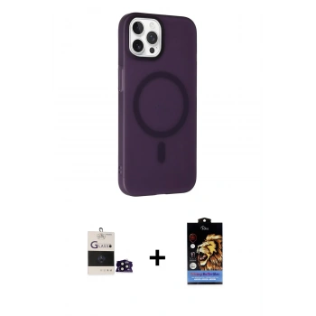 ieg™ iPhone 14 Pro Max Kılıf Çekirdek Modern Prime - Siyah Buffer Hayalet Cam Ekran Koruyucu + Siyah Bilvis Titan Kamera Lens