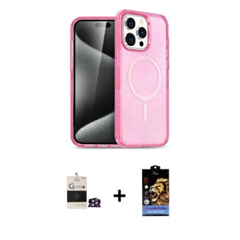 ieg™ iPhone 14 Pro Max Kılıf Eksen Doku Koleksiyonu - Siyah Buffer Hayalet Cam Ekran Koruyucu + Gold Bilvis Titan Kamera Lens
