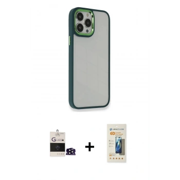 ieg™ iPhone 14 Pro Max Kılıf Eksen Doku Prime - Siyah 6D Mat Seramik Hayalet Nano Ekran Koruyucu + Siyah Bilvis Titan Kamera Lens