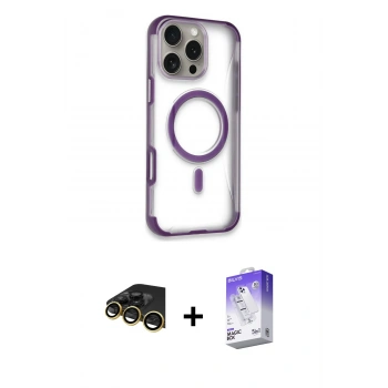 ieg™ iPhone 14 Pro Max Kılıf Eksen Klasik Koleksiyonu - Siyah Bilvis 5in1 3D Magic Cam Ekran Koruyucu + Gold Raze Metal Kamera Lens