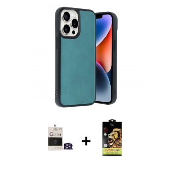 ieg™ iPhone 14 Pro Max Kılıf Kıvılcım Işık Serisi - Siyah Buffer Cam Ekran Koruyucu + Gümüş Bilvis Titan Kamera Lens