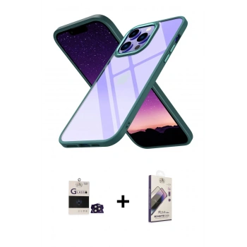 ieg™ iPhone 14 Pro Max Kılıf Nova Işık Serisi - Siyah Bilvis 3D Mat Cam Ekran Koruyucu + Derin Mor Bilvis Titan Kamera Lens