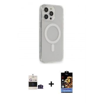 ieg™ iPhone 14 Pro Max Kılıf Pusula Çizgi Koleksiyonu - Siyah Buffer Hayalet Cam Ekran Koruyucu + Siyah Bilvis Titan Kamera Lens
