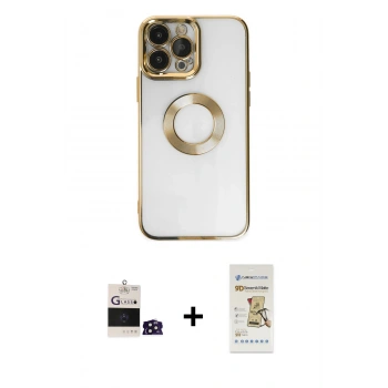 ieg™ iPhone 14 Pro Max Kılıf Pusula Form - Siyah Mat Seramik Nano Ekran Koruyucu + Derin Mor Bilvis Titan Kamera Lens