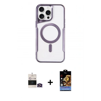 ieg™ iPhone 14 Pro Max Kılıf Yadigar Klasik Özel Seri - Siyah Buffer Hayalet Cam Ekran Koruyucu + Gold Bilvis Titan Kamera Lens