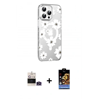 ieg™ iPhone 14 Pro Max Kılıf Yörünge Işık Prime - Siyah Buffer Hayalet Cam Ekran Koruyucu + Derin Mor Bilvis Titan Kamera Lens