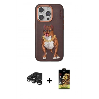ieg™ iPhone 15 Pro Kılıf Nova Form Koleksiyonu - Siyah Buffer Cam Ekran Koruyucu + Gümüş Raze Metal Kamera Lens