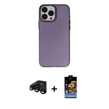 ieg™ iPhone 15 Pro Max Kılıf Ahenk Çizgi Prime - Siyah Buffer Hayalet Cam Ekran Koruyucu + Siyah Raze Metal Kamera Lens