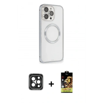 ieg™ iPhone 15 Pro Max Kılıf Ahenk Işık Serisi - Siyah Buffer Cam Ekran Koruyucu + Siyah PVD Metal Kamera Lens
