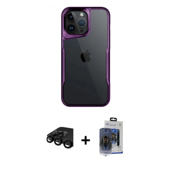 ieg™ iPhone 15 Pro Max Kılıf Akış Çizgi Koleksiyonu - Siyah Vanessa Magic Cam + Siyah Raze Metal Kamera Lens