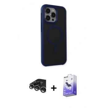 ieg™ iPhone 15 Pro Max Kılıf Çekirdek Yansıma Prime - Siyah Bilvis 5in1 5D Magic Hayalet Cam Ekran Koruyucu + Gümüş Raze Metal Kamera Lens