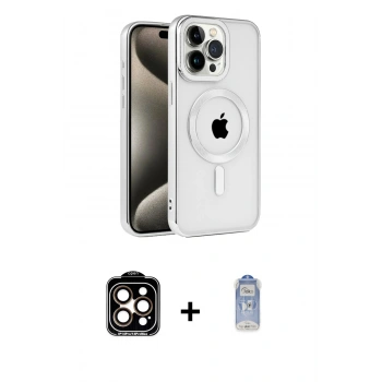 ieg™ iPhone 15 Pro Max Kılıf Eksen Form Koleksiyonu - Siyah Joko Magic 5D Cam + Turuncu PVD Metal Kamera Lens