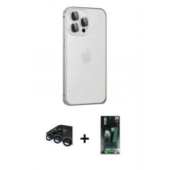 ieg™ iPhone 15 Pro Max Kılıf Eksen Form Serisi - Siyah 360 Mat Full Body Arka Koruyucu + Lacivert Raze Metal Kamera Lens