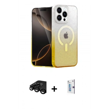 ieg™ iPhone 15 Pro Max Kılıf Eksen Minimal Özel Seri - Siyah Bilvis 0.18mm Plus Cam Ekran Koruyucu + Siyah Raze Metal Kamera Lens