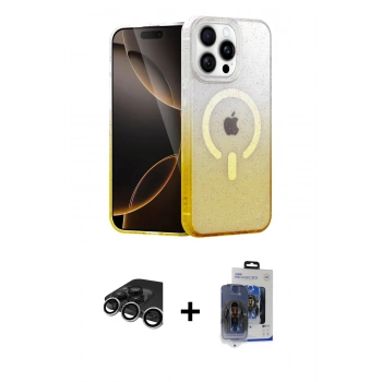 ieg™ iPhone 15 Pro Max Kılıf Eksen Minimal Özel Seri - Siyah Vanessa Magic Cam + Gümüş Raze Metal Kamera Lens