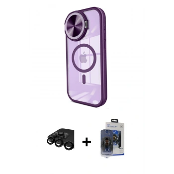 ieg™ iPhone 15 Pro Max Kılıf Kıvılcım Modern Koleksiyonu - Siyah Vanessa Magic Cam + Siyah Raze Metal Kamera Lens