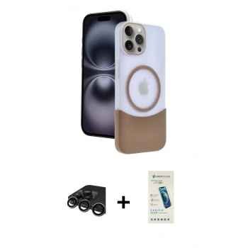ieg™ iPhone 15 Pro Max Kılıf Kozmos Form Özel Seri - Şeffaf Pasifik Cam Ekran Koruyucu + Titanyum Gri Raze Metal Kamera Lens