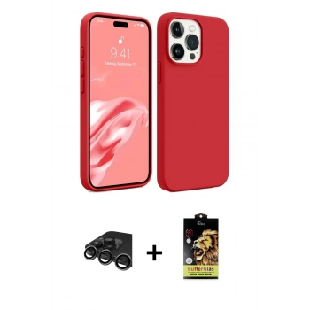 ieg™ iPhone 15 Pro Max Kılıf Kozmos Yansıma Özel Seri - Siyah Buffer Cam Ekran Koruyucu + Titanyum Gri Raze Metal Kamera Lens