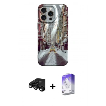ieg™ iPhone 15 Pro Max Kılıf Nova Doku Prime - Siyah Bilvis 5in1 3D Magic Cam Ekran Koruyucu + Siyah Raze Metal Kamera Lens