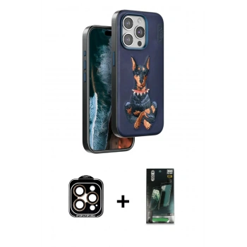 ieg™ iPhone 15 Pro Max Kılıf Nova Form Koleksiyonu - Şeffaf 360 Full Body Arka Koruyucu + Turuncu PVD Metal Kamera Lens
